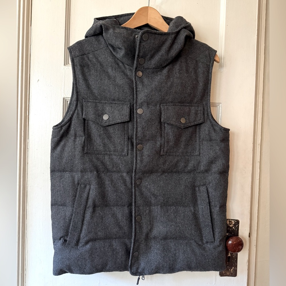 Roots Canada | Men’s Gray Puffer Wool Vest w/Hood sz S